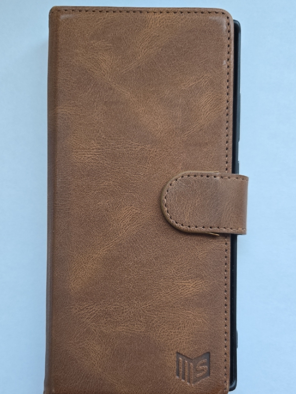 Brown Leather Folio Phone Wallet Case - Magnetic Snap
